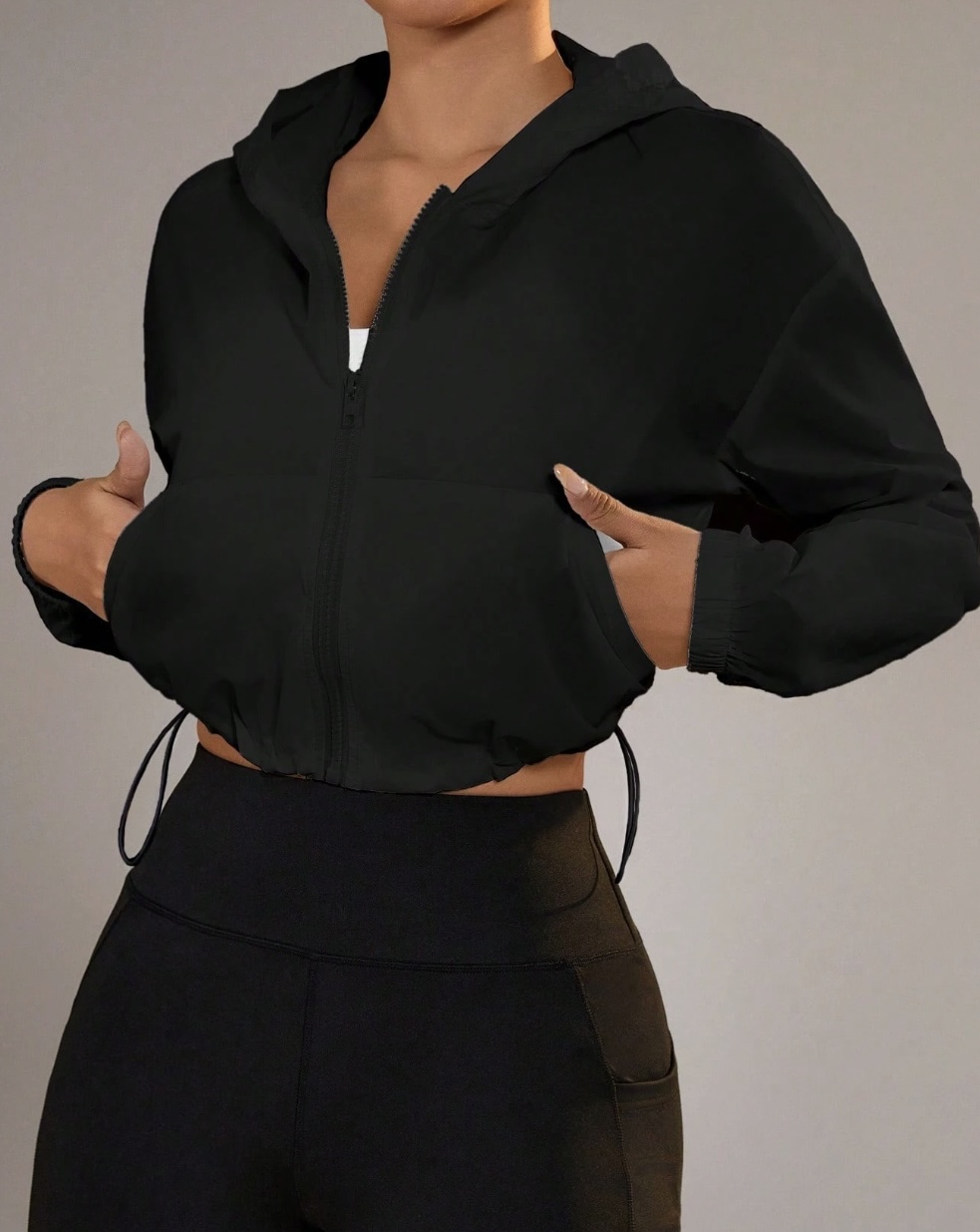 HEALTHY WHOLE LIGHTWEIGHT WOMEN’S CROPPED WINDBREAKER HOODIE