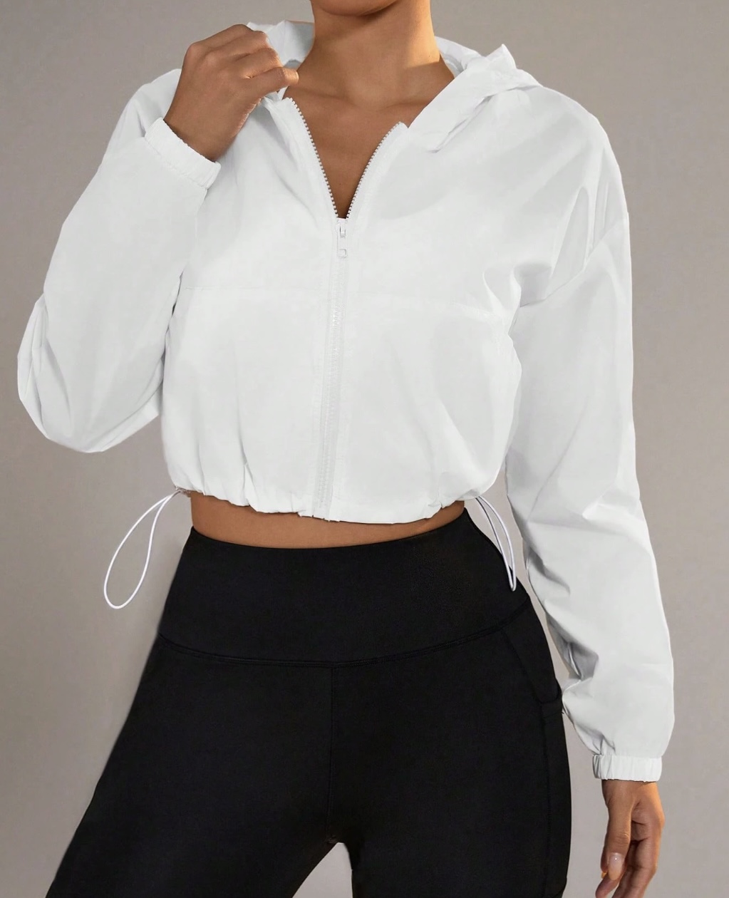 HEALTHY WHOLE LIGHTWEIGHT WOMEN’S CROPPED WINDBREAKER HOODIE